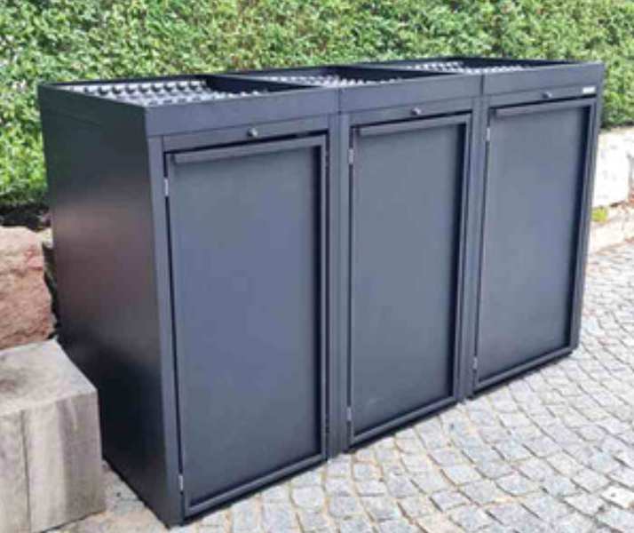 metal trash can storage